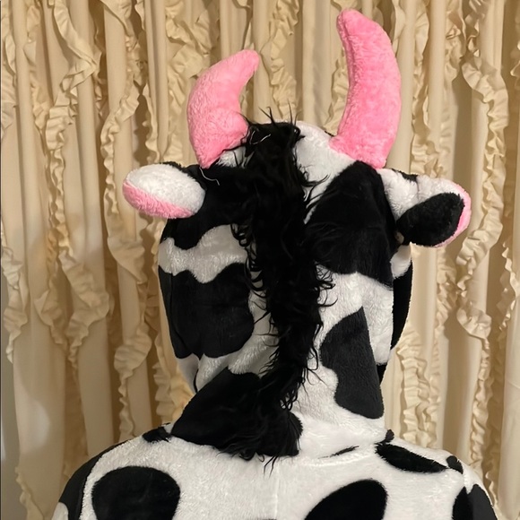 Cow Print Pajama Onesie with Pink Accents - Picture 3 of 9